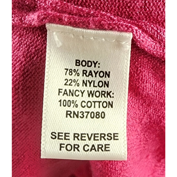 Cato Est 1946 Pink Sweater Blouse 3/4 Sleeves Open Crochet Floral Women's 22/24 - Picture 7 of 7